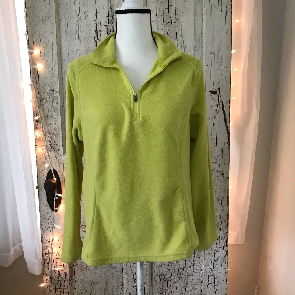 Lands’ End Chartreuse 1/4 Zip Pullover Fleece M